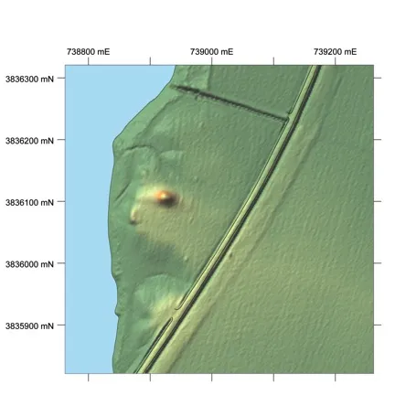 Relief map of Beaverdam Mound