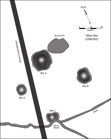 2012 Map showing Glass Mounds