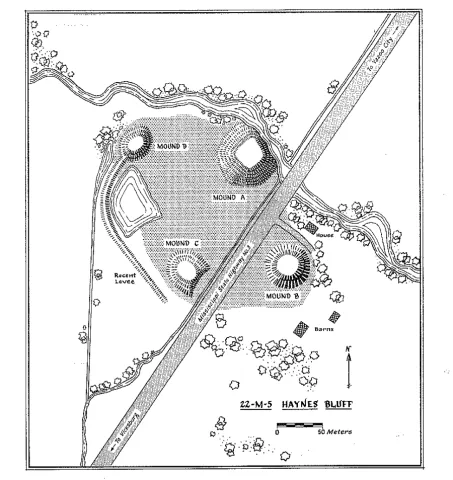 1970 map showing Haynes Bluff Mound