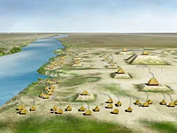 Artist Reconstruction of Lake George Mounds
