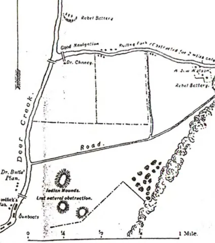 1863 map showing Rolling Fork Mounds