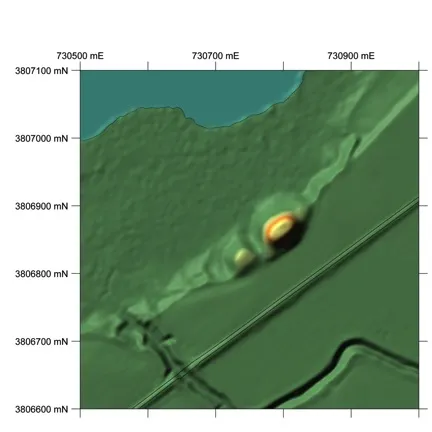 Relief map showing Salomon Mounds